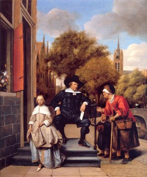 tee - A Burgher von Delft und seine Tochter Holländischen Genre Maler Jan Steen